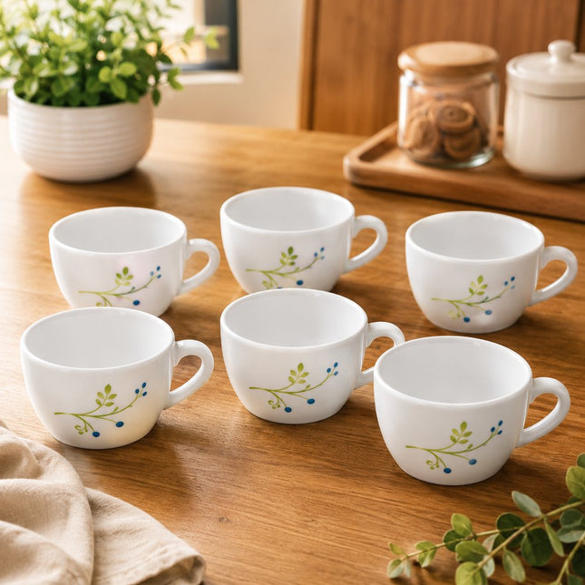 Conjunto 6 Xícaras Decoradas Tropical Para Chá Café 130ml Branco Tropical Lagoon