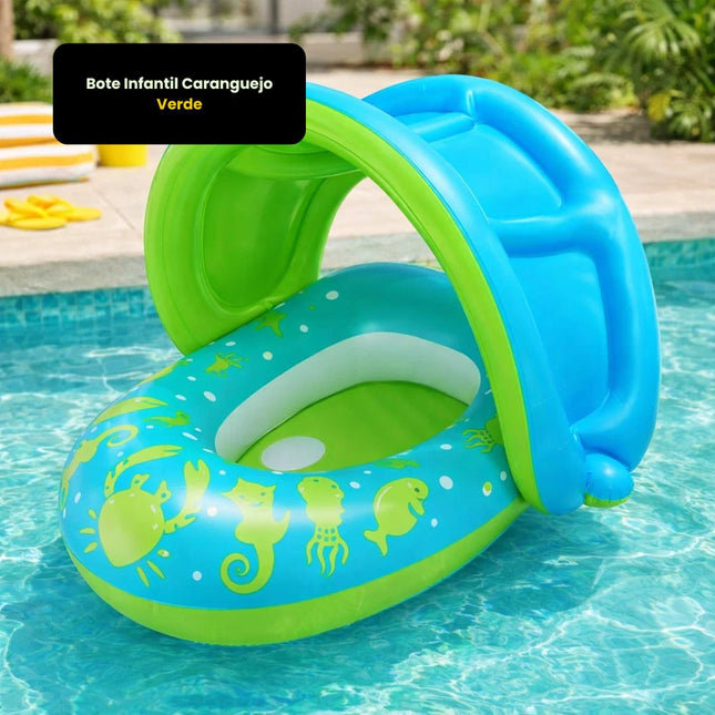 Boia Bote Infantil Caranguejo Inflável Piscina Teto Protetor